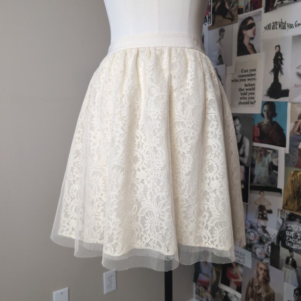 Lace Overlay A Line Cottagecore Mini Skirt